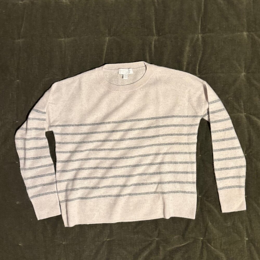 The White Company | White and Silver Cashmere Sweater | M